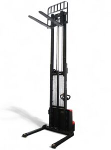 Forks lifted straddle stacker