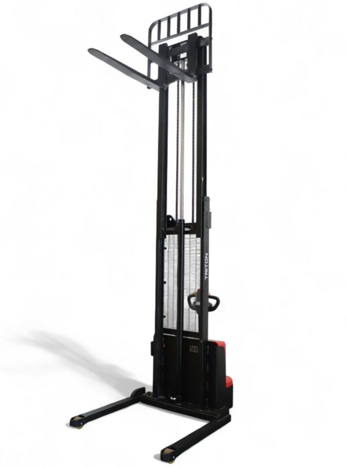 Forks lifted straddle stacker