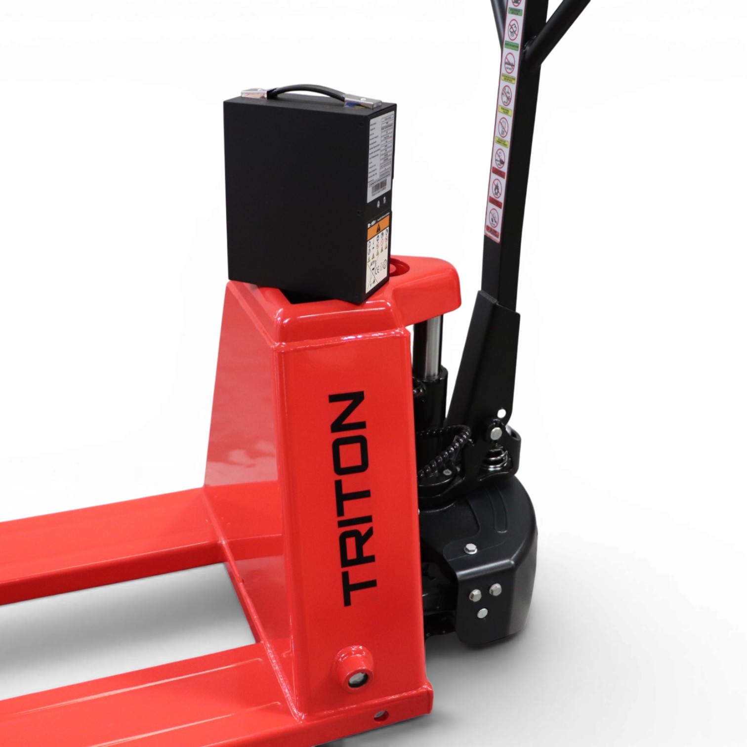 MID-EPT15-65Low-Profile-Pallet-Truck Showing Battery